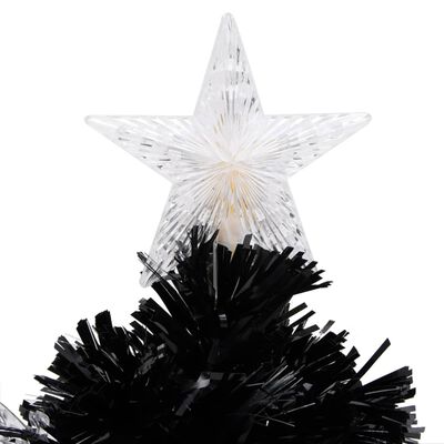 vidaXL Vianočný stromček s LED vločkami čierny 64 cm optické vlákno