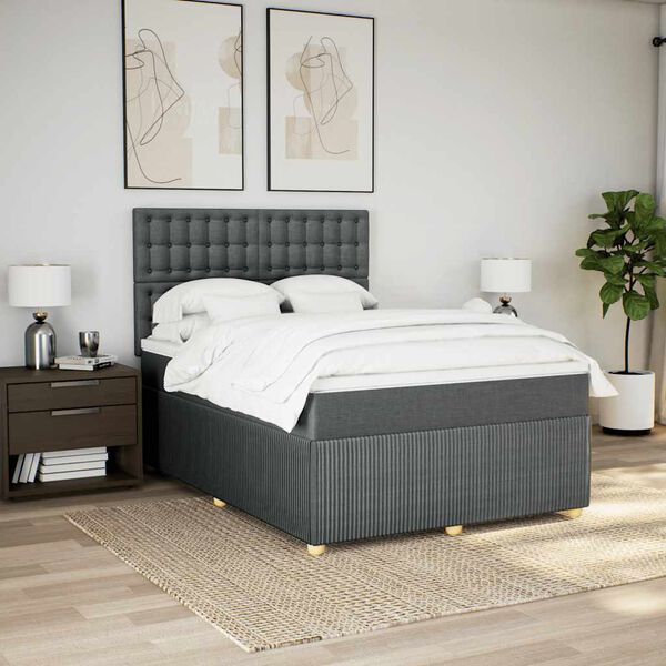 vidaXL Boxspring posteľ s matracom tmavosiv&aacute; 160x200 cm l&aacute;tka