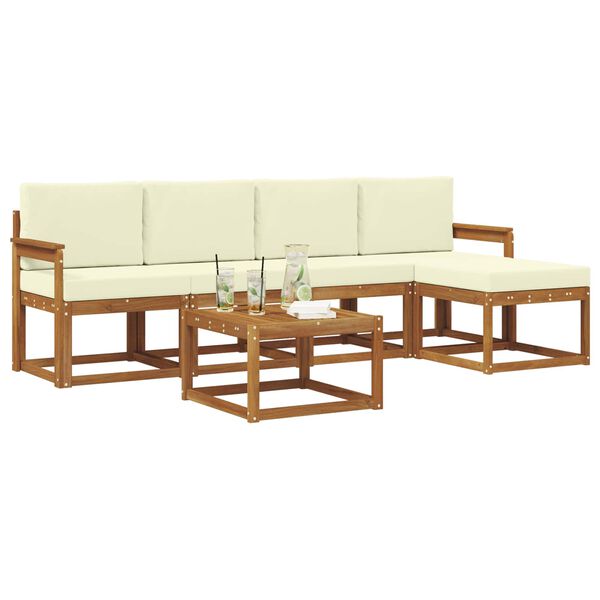 vidaXL Z&aacute;hradn&aacute; s&uacute;prava gaučov s vank&uacute;&scaron;om 6 pcs Pr&iacute;rodn&aacute; a kr&eacute;mov&aacute;