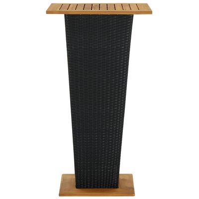 vidaXL Barový stôl čierny 60x60x110 cm polyratan a akáciový masív