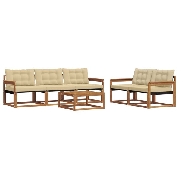 vidaXL Z&aacute;hradn&aacute; s&uacute;prava gaučov s vank&uacute;&scaron;om 6 pcs Pr&iacute;rodn&aacute; a b&eacute;žov&aacute;