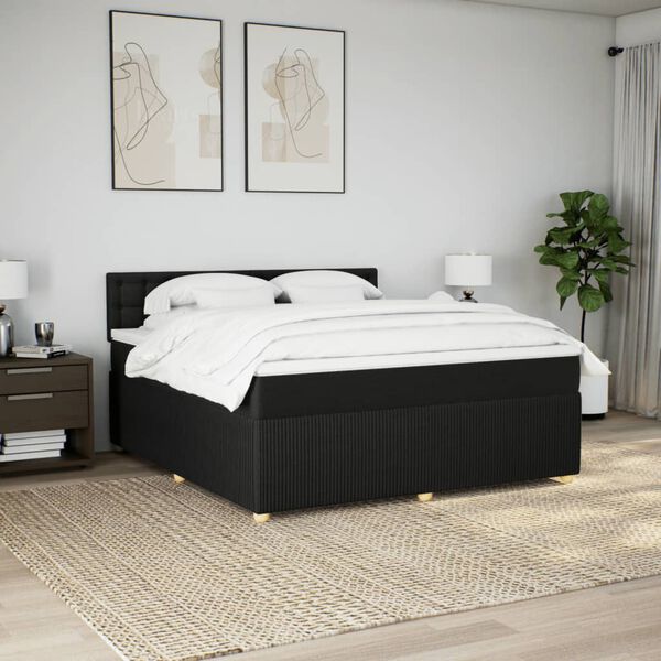 vidaXL Posteľn&yacute; r&aacute;m boxspring s matracom čierny 180x200 cm l&aacute;tka