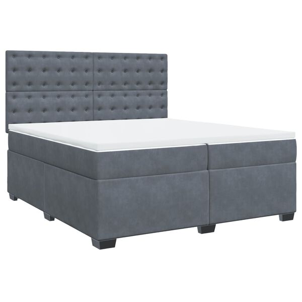 vidaXL Posteľný rám boxspring s matracom tmavosivý 200x200 cm zamat