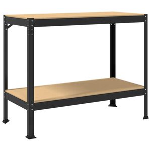 vidaXL Pracovn&yacute; st&ocirc;l Čierny 115 x 55 x 91 cm Spracovan&eacute; drevo a kov