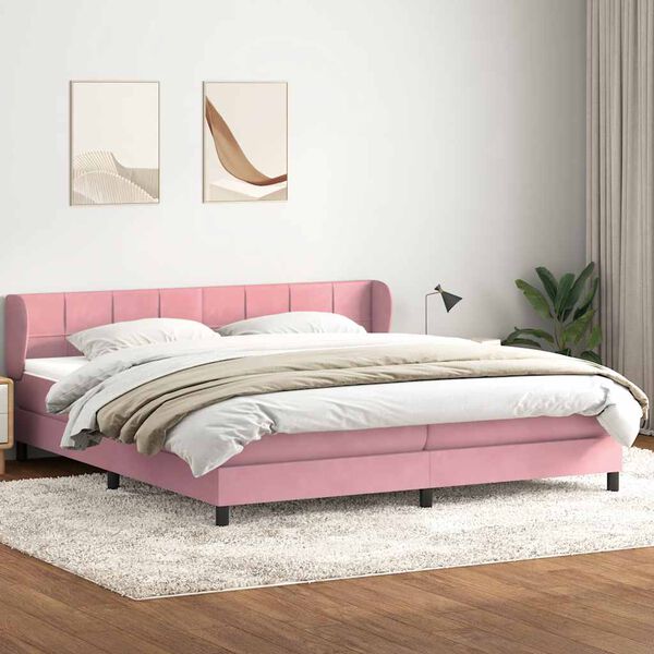 vidaXL Box Spring Posteľ s matracmi Ružov&aacute; 200x210 cm Zamat
