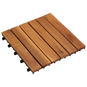 vidaXL Dlažba na terasu 20 ks Hned&aacute; 30 x 30 cm Ak&aacute;ciov&eacute; tvrd&eacute; drevo