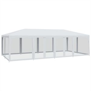vidaXL P&aacute;rty stan so 12 sieťkovan&yacute;mi bočn&yacute;mi stenami biely 8x4 m HDPE