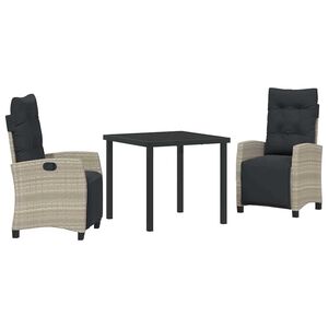 vidaXL Z&aacute;hradn&yacute; jed&aacute;lensk&yacute; set s vank&uacute;&scaron;om 3 pcs Svetlosiv&aacute; polyratan