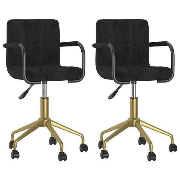 vidaXL Otočn&eacute; jed&aacute;lensk&eacute; stoličky 2 ks čierne zamatov&eacute;