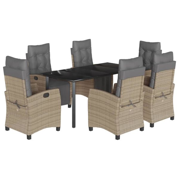 vidaXL 7-dielna z&aacute;hr. jed&aacute;lensk&aacute; sada s vank&uacute;&scaron;mi mix b&eacute;žovej polyratan