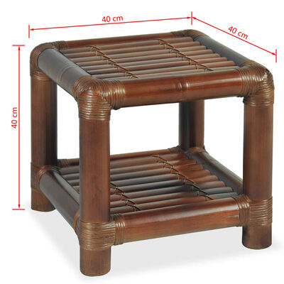 vidaXL Nočný stolík, 40x40x40 cm, bambus, tmavohnedý