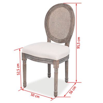 vidaXL Jedálenské stoličky 6 ks, krémové, látka