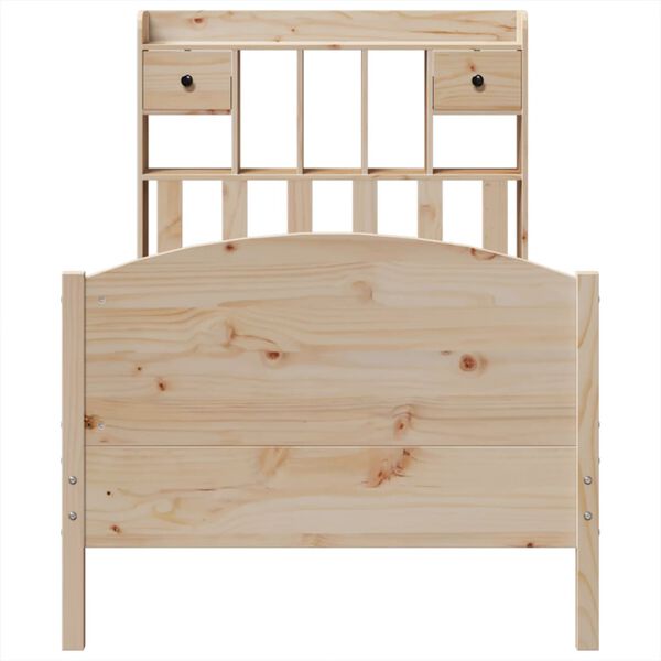 vidaXL Posteľ s knižnicou bez matraca 90x200 cm borovicový masív