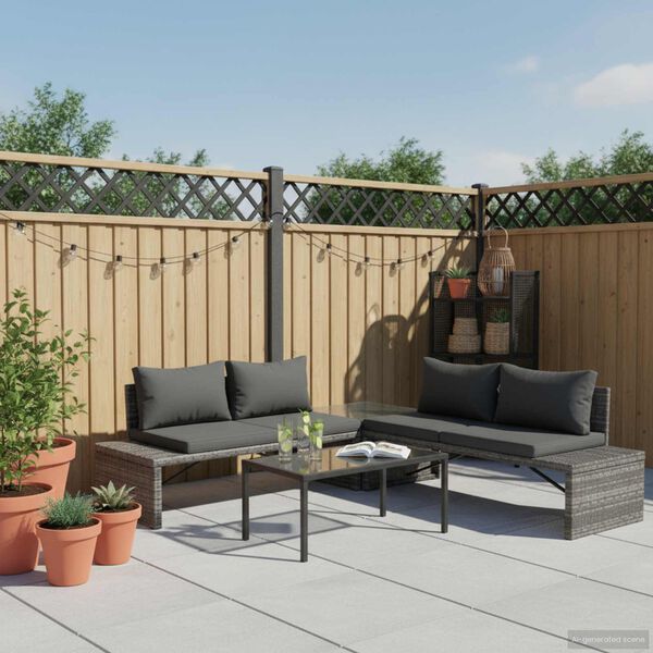 vidaXL 3-dielna záhradná sedacia súprava s podložkami, polyratan, sivá