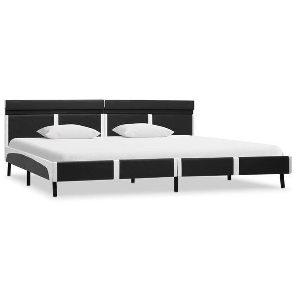 vidaXL Posteľn&yacute; r&aacute;m s LED, siv&yacute;, umel&aacute; koža 180x200 cm