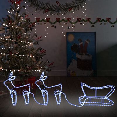 vidaXL Vianočná vonkajšia dekorácia so sobom a saňami 576 LED diód
