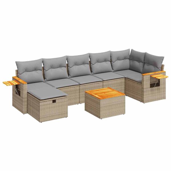 vidaXL 7-dielna z&aacute;hradn&aacute; sedacia s&uacute;prava a vank&uacute;&scaron;e b&eacute;žov&aacute; polyratan