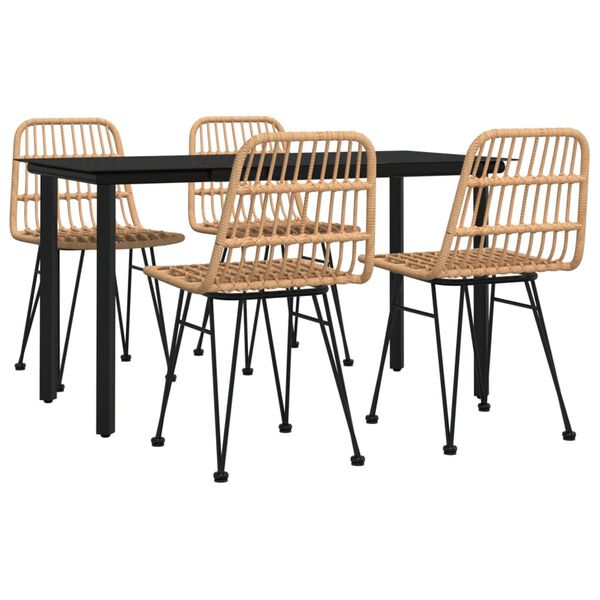 vidaXL 5-dielna záhradná jedálenská súprava polyratan