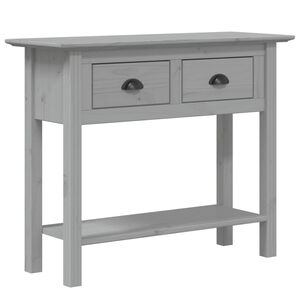 vidaXL Konzolov&yacute; stol&iacute;k BODO siv&yacute; 91x35x74 cm borovicov&yacute; mas&iacute;v