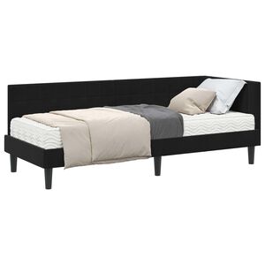 vidaXL Rohov&yacute; r&aacute;m postele s matracom 2 ks Čierna 80 x 200 cm Zamat