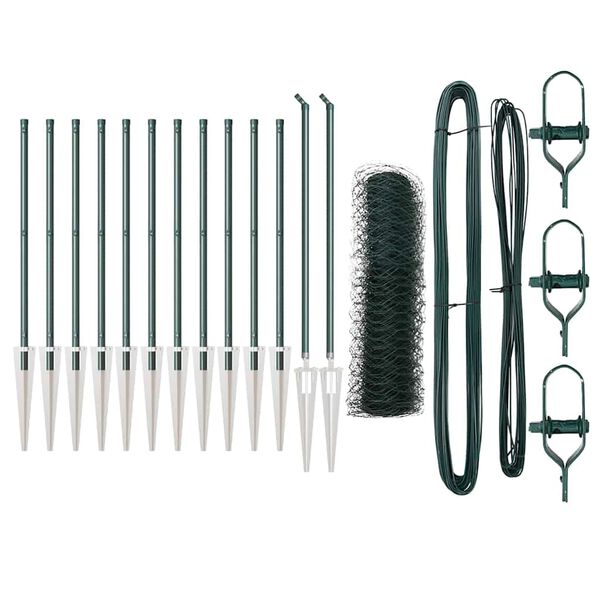 vidaXL Stĺp na plot. Zelená 25 x 0,6 m (36 mm sieť) Ocel a PVC