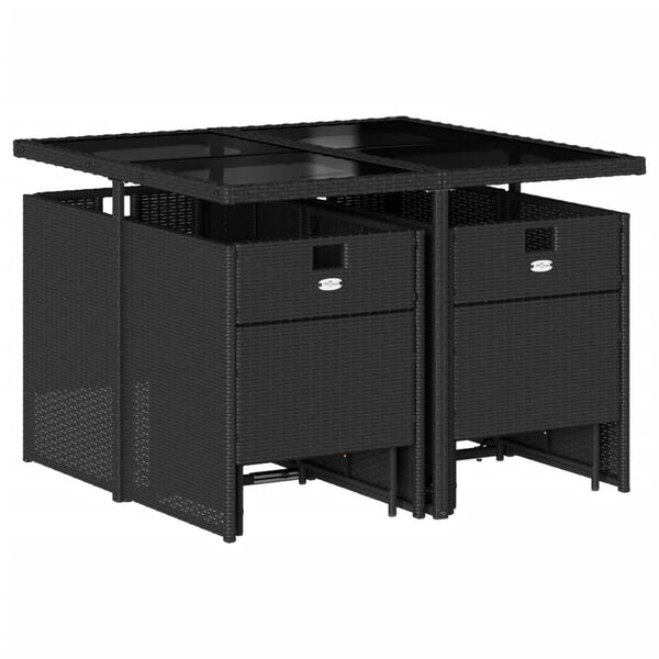 vidaXL 9-dielna z&aacute;hradn&aacute; jed&aacute;lensk&aacute; sada s vank&uacute;&scaron;mi čierna polyratan