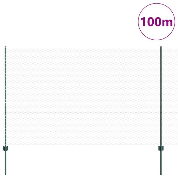 vidaXL Plot s podperou Zelen&aacute; 1,5 x 100 m Ocel a PVC
