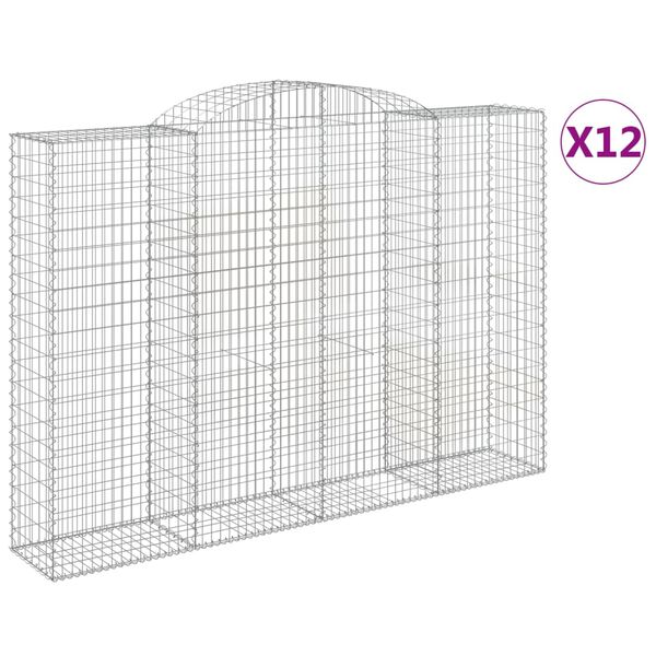 vidaXL Oblúkové gabiónové koše 12 ks 300x50x200/220 cm pozink. železo