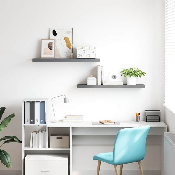 vidaXL Pl&aacute;vaj&uacute;ce n&aacute;stenn&eacute; police 2 ks, siv&eacute; 90x23,5x3,8 cm, MDF