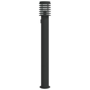 vidaXL Vonkaj&scaron;ia stojaca lampa z&aacute;suvka čierna 110cm nehrdzavej&uacute;ca oceľ