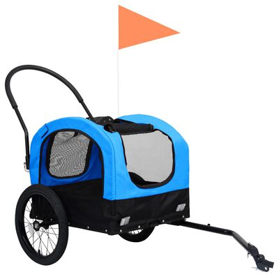 vidaXL Vozík pre domáce zvieratá na bicykel/beh 2-v-1, modro čierny