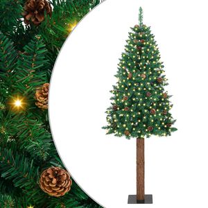 vidaXL &Uacute;zky vianočn&yacute; stromček s 300 LED-i so stojanom Zelen&aacute; 180 cm