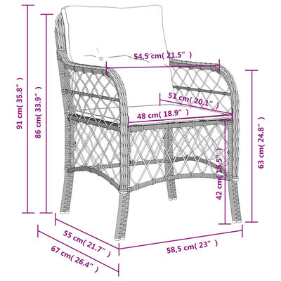 vidaXL Záhradné stoličky s podložkami 2 ks čierne polyratan