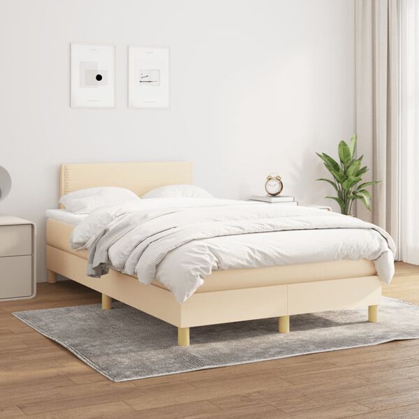 vidaXL Boxspring posteľ s matracom krémová 120x190 cm látka