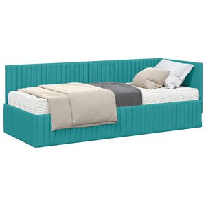 vidaXL Rohov&yacute; r&aacute;m postele s matracom 2 ks Tyrkysov&aacute; 80 x 200 cm Zamat