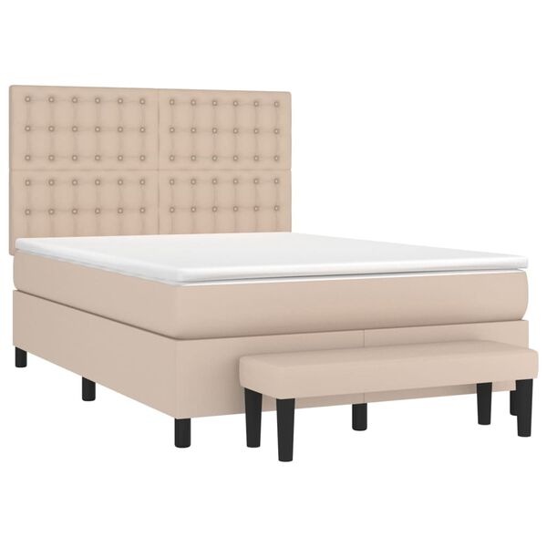 vidaXL Boxspring posteľ s matracom kapučínová 140x200 cm umelá koža