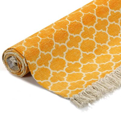 vidaXL Kilim koberec žltý 120x180 cm bavlnený vzorovaný