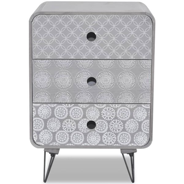 vidaXL Príručná skrinka s 3 zásuvkami, sivá