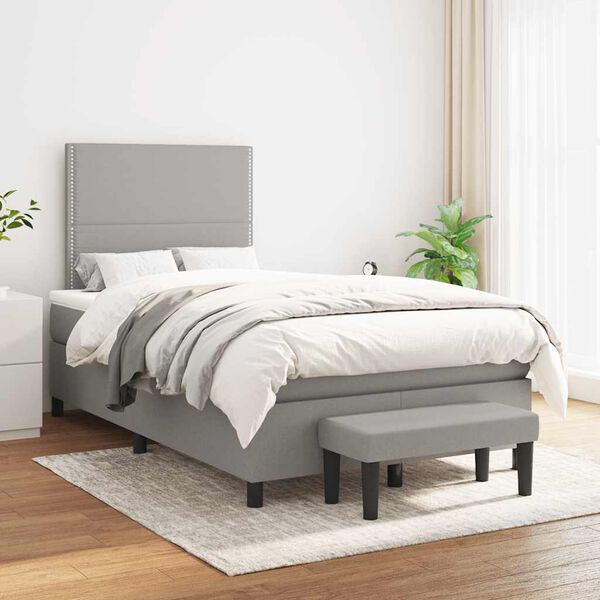 vidaXL Boxspring posteľ s matracom bledosivá 120x190 cm látka