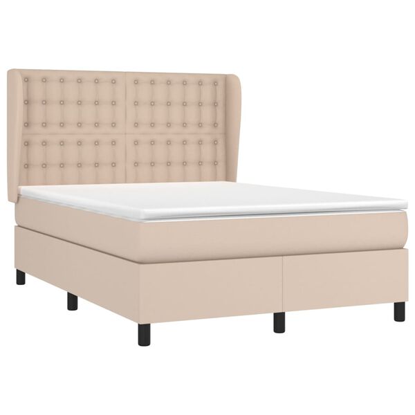 vidaXL Boxspring posteľ s matracom kapuč&iacute;nov&aacute; 140x200 cm umel&aacute; koža