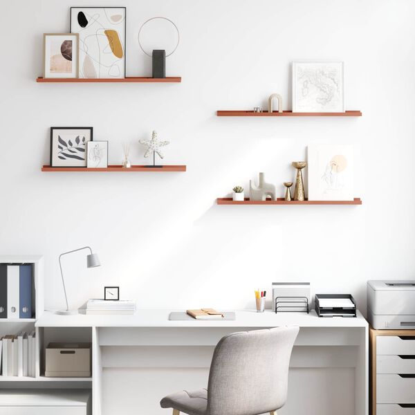 vidaXL Stenn&aacute; polica 4 pcs Červen&aacute; 80 x 9 x 3 cm Kompozitn&eacute; drevo