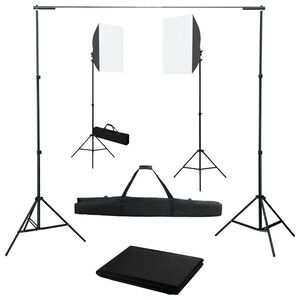 vidaXL Sada do foto&scaron;t&uacute;dia so softbox svetlami a pozad&iacute;m