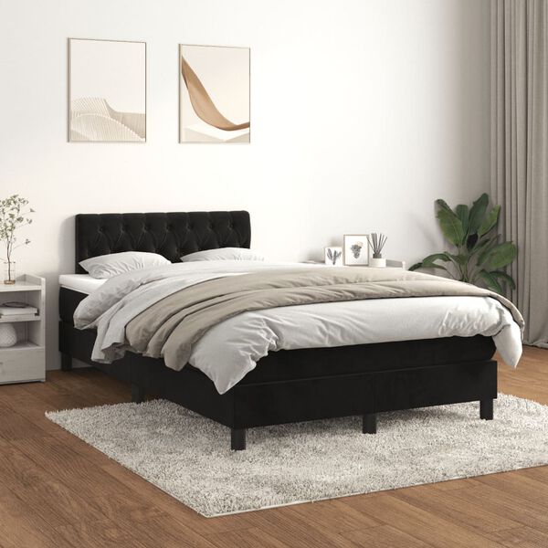 vidaXL Boxspring posteľ s matracom čierna 120x190 cm zamat