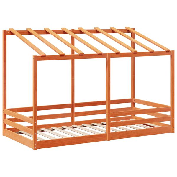 vidaXL Detsk&aacute; posteľ so strechou voskovohned&aacute; 80x200 cm borovic. mas&iacute;v