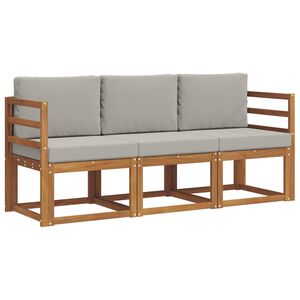 vidaXL Z&aacute;hradn&aacute; s&uacute;prava gaučov s vank&uacute;&scaron;om 3 pcs Pr&iacute;rodn&aacute; a svetlosiv&aacute;