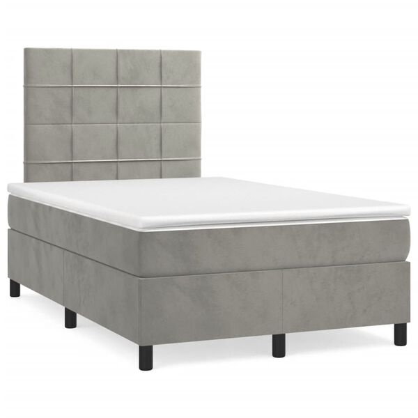 vidaXL Boxspring posteľ s matracom bledosiv&aacute; 120x190 cm zamat