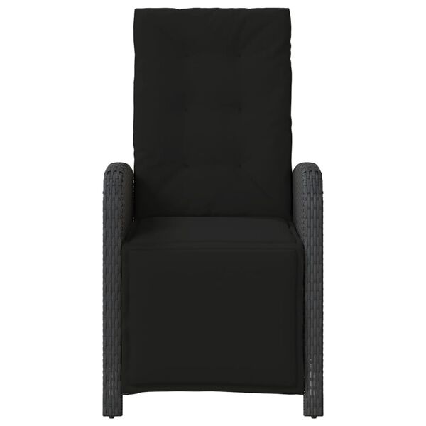 vidaXL Sklápacia záhradná stolička s podnožkou čierna polyratan