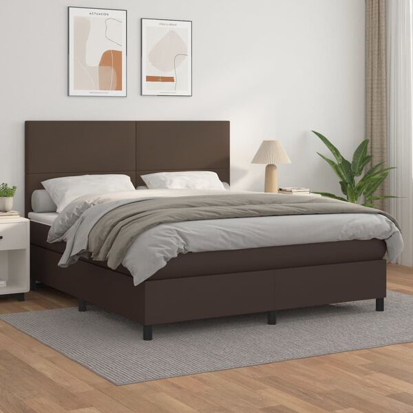 vidaXL Boxspring posteľ s matracom hned&aacute; 180x200 cm umel&aacute; koža