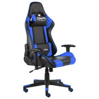 vidaXL Otočná herná stolička modrá PVC