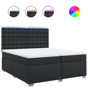 vidaXL Boxspring posteľ s matracom čierna 200x200 cm umel&aacute; koža